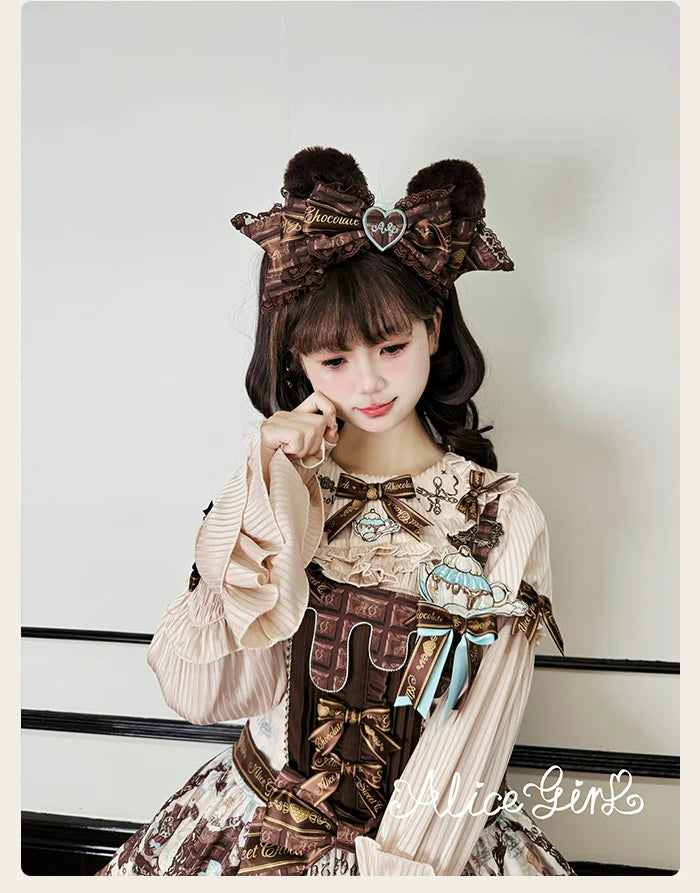 Alice Girl - Bear Chocolate Bar - Kawaii Lolita Headdress Set