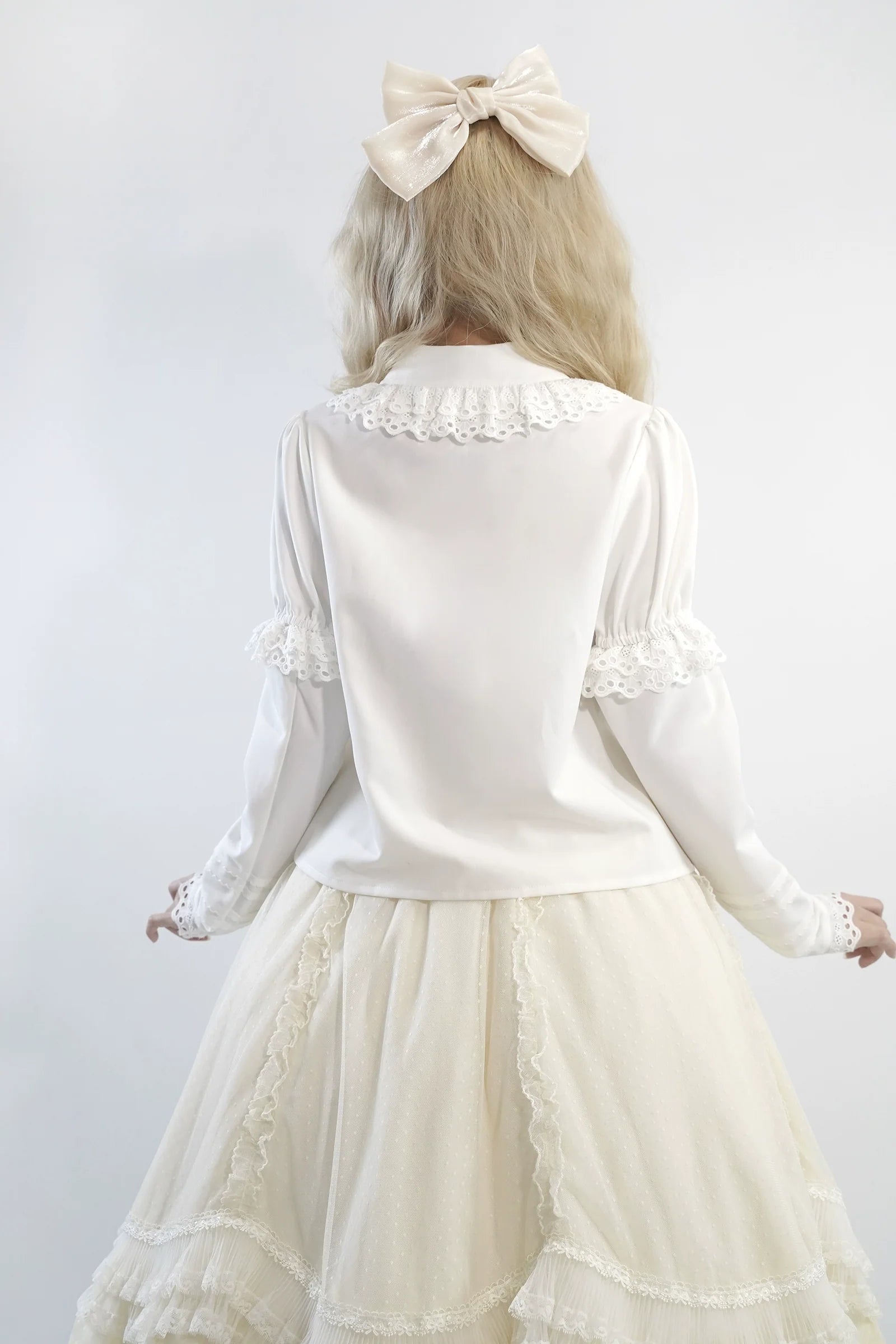 Little Dipper - Cherry Xiaobei - Daily Lolita Splicing Sleeve Lace Shirt