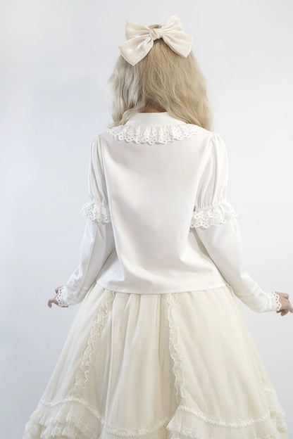 Little Dipper - Cherry Xiaobei - Daily Lolita Splicing Sleeve Lace Shirt
