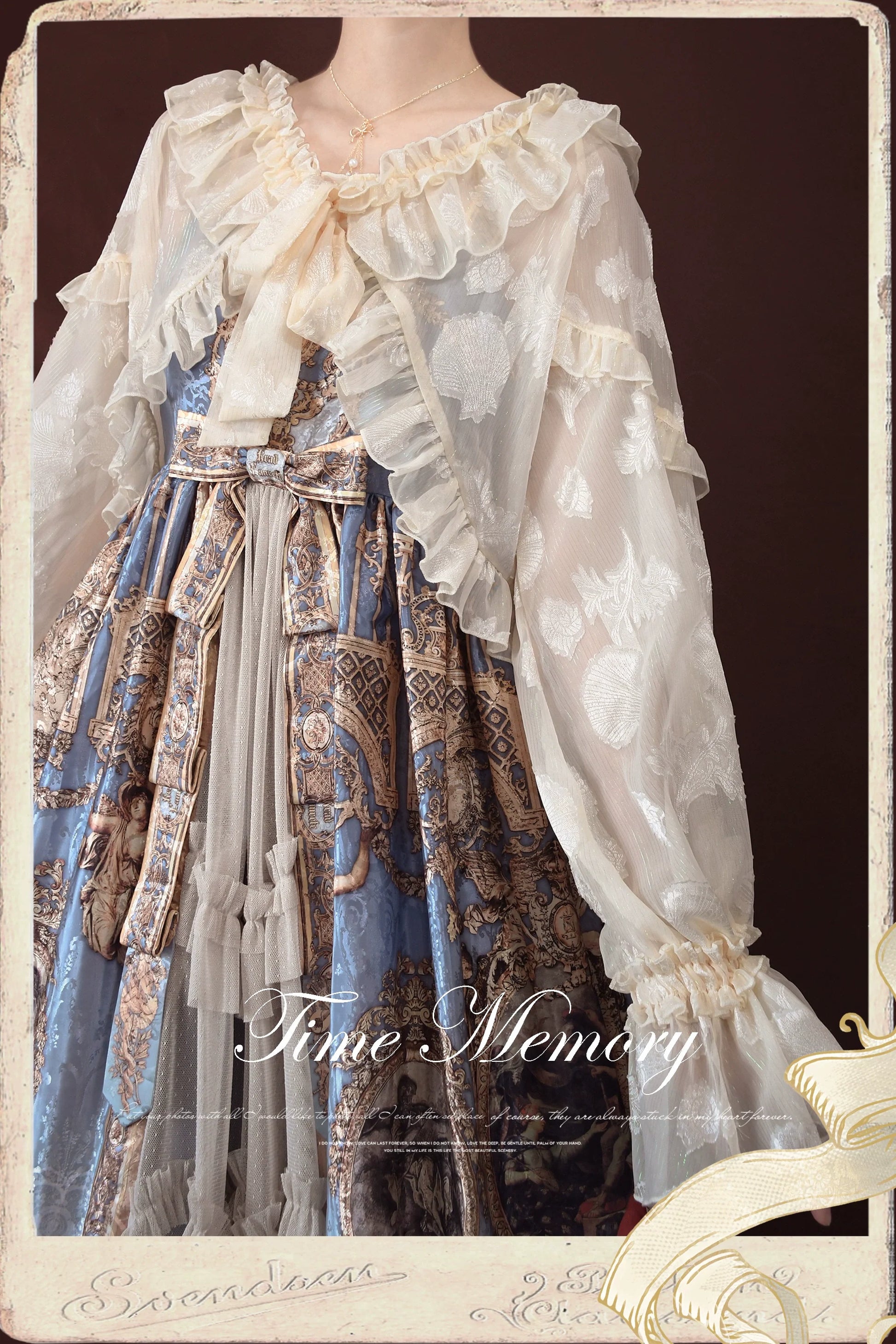 Time Memory - Xianbei - Sweet Lolita Chiffon Lantern Sleeve Cardigan with Bow