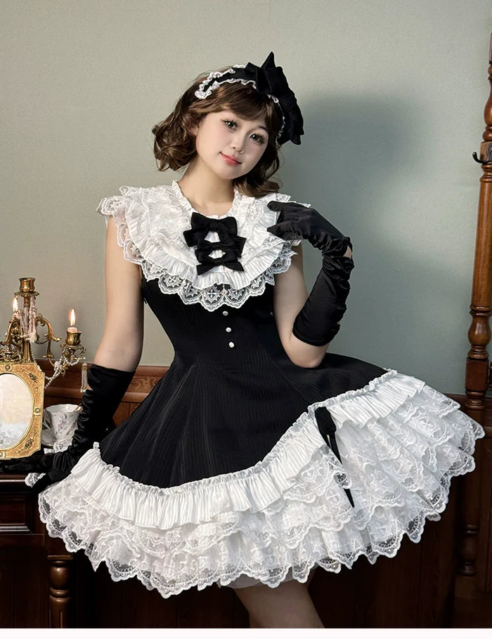 Alice Girl - Arrogant Miss - Sweet Lolita Jumper Dress with Tiered Lace Dress