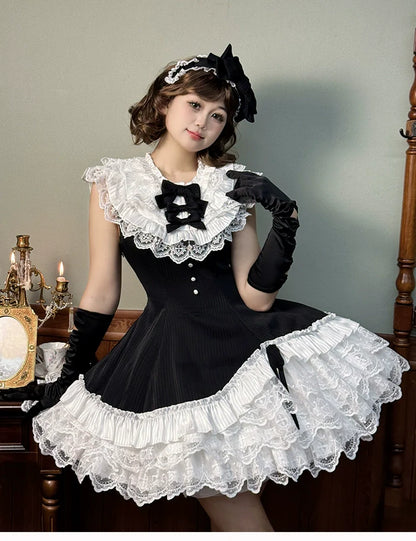 Alice Girl - Arrogant Miss - Sweet Lolita Jumper Dress with Tiered Lace Dress