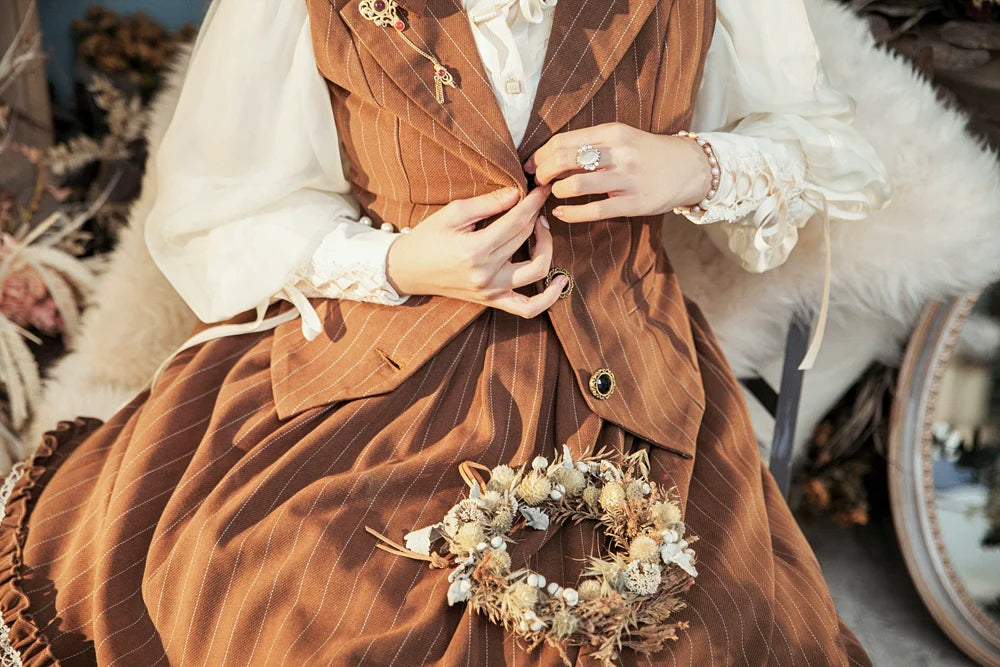 Miss Point - Rose Doll - Elegant Lolita Striped Fishbone Skirt