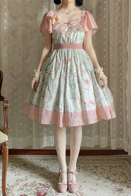 EESSILY - The Rose Dowry - Daily Cotton Lolita OP Dress V-neck Dress