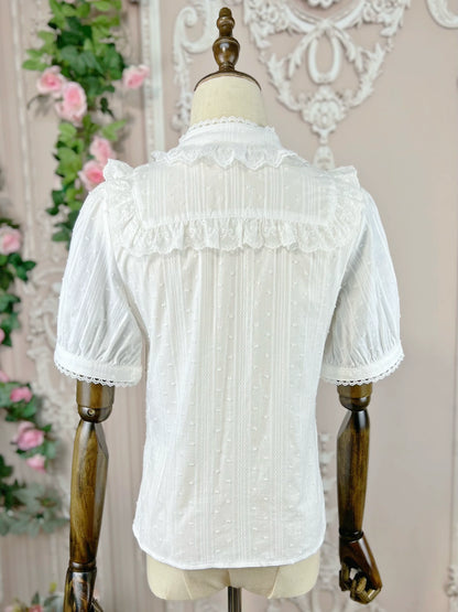DMFS Lolita - Sweet Lolita Blouse Cotton Summer Short Sleeve Shirt