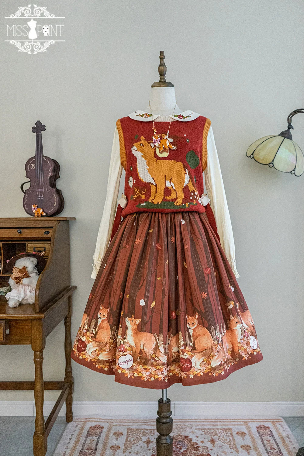 Miss Point - Chubby Fox in the Forest - Kawaii Lolita Vest Customized Lolita Sweater