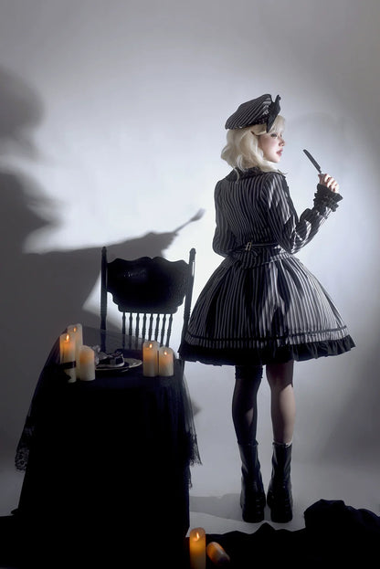 Miss Point - Classical Chocolate - Classic Lolita Skirt Elegant Striped SK