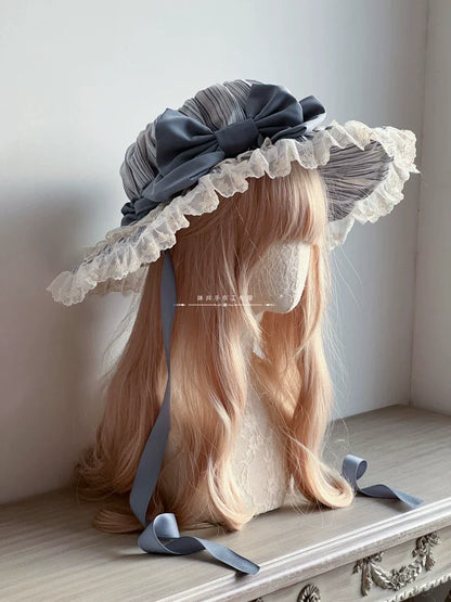 MAID - Vintage Lolita Hat Striped Lace Hat