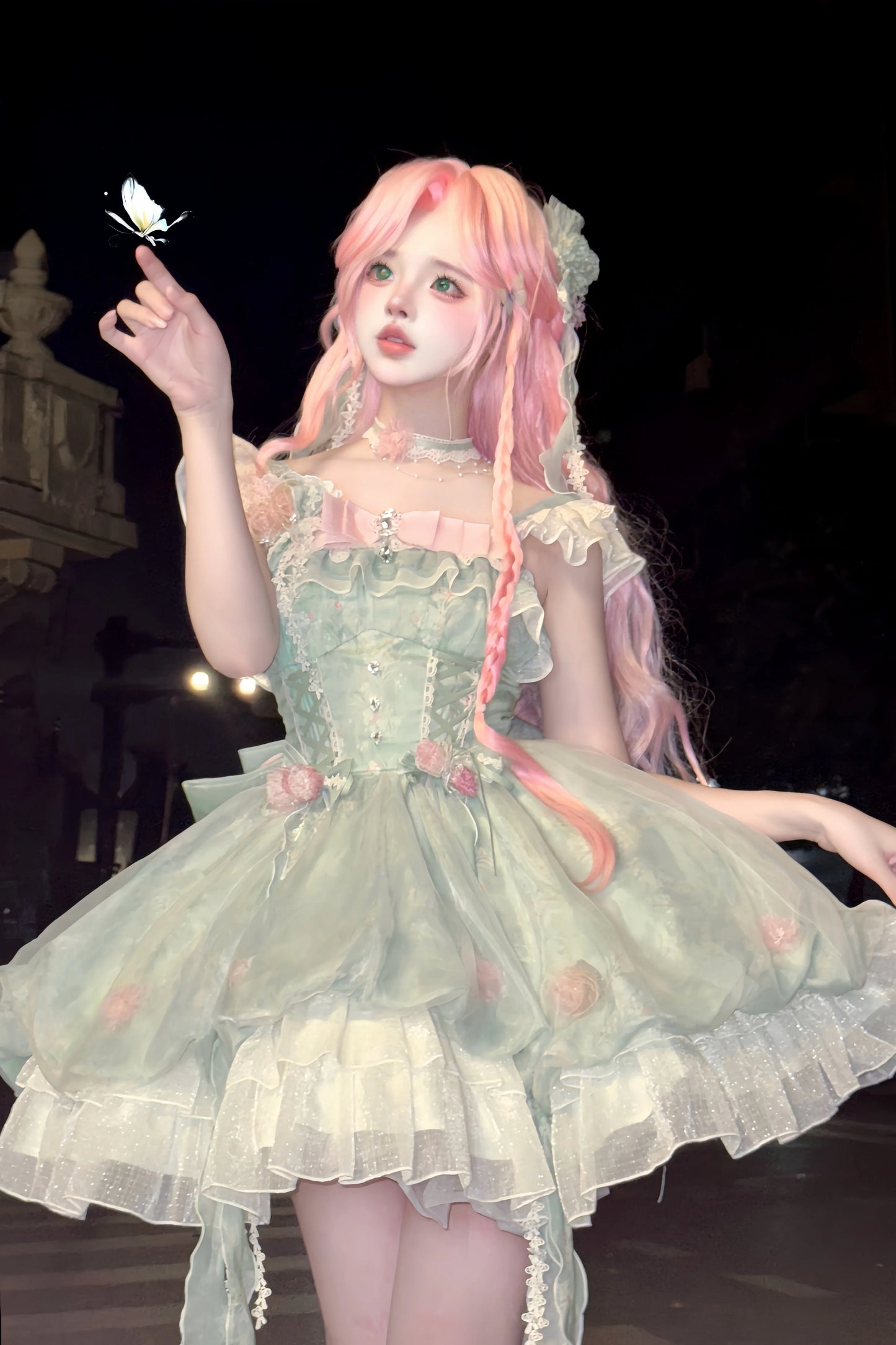 Platycodon House - Floral Magician - Sweet Lolita Dress Floral Print Short Length JSK