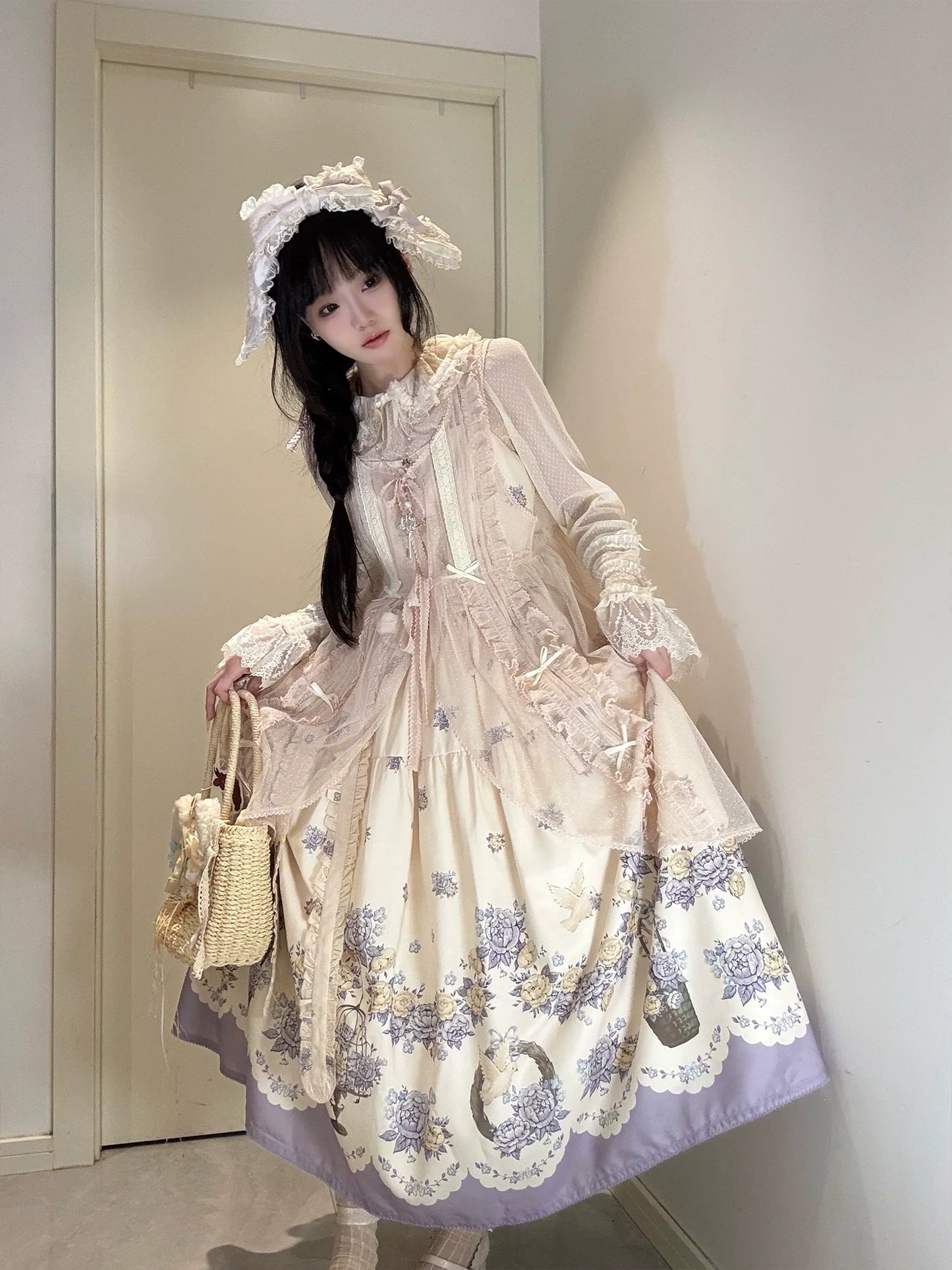 DreamWhale - Floral and Bird Series - Classic Lolita JSK Suit Floral Print Dress
