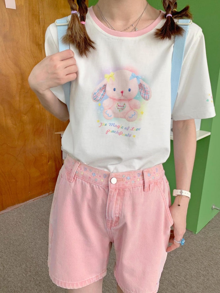 Wide Leg Heart Pocket Denim Short Pants【s0000002374】