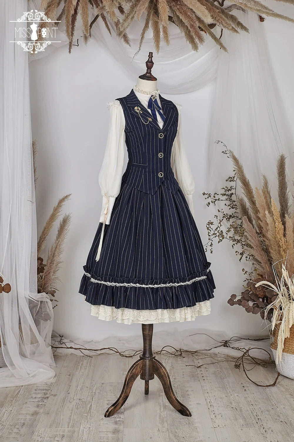 Miss Point - Rose Doll - Elegant Lolita Striped Fishbone Skirt