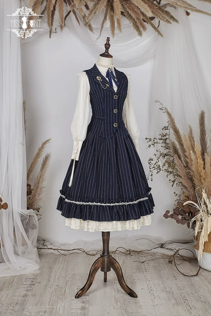 Miss Point - Rose Doll - Elegant Lolita Striped Fishbone Skirt