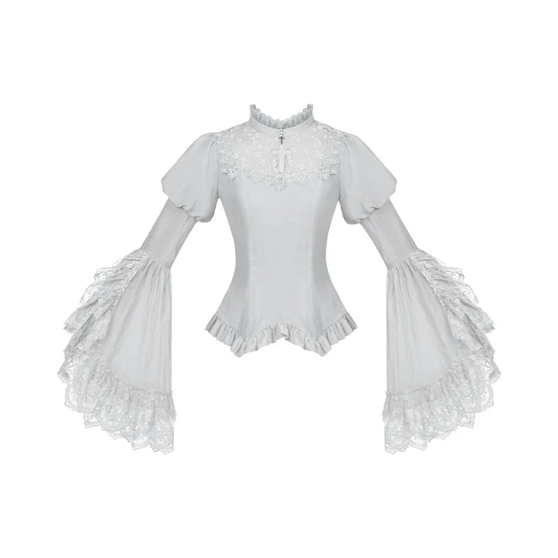 With PUJI - Letter and Poetry ﾂｷ Humanoid Robot - Silver Gothic Lolita Mermaid Skirt Set