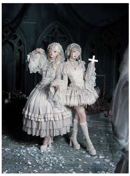 With PUJI - Letter and Poetry ﾂｷ Humanoid Robot - Silver Gothic Lolita Mermaid Skirt Set