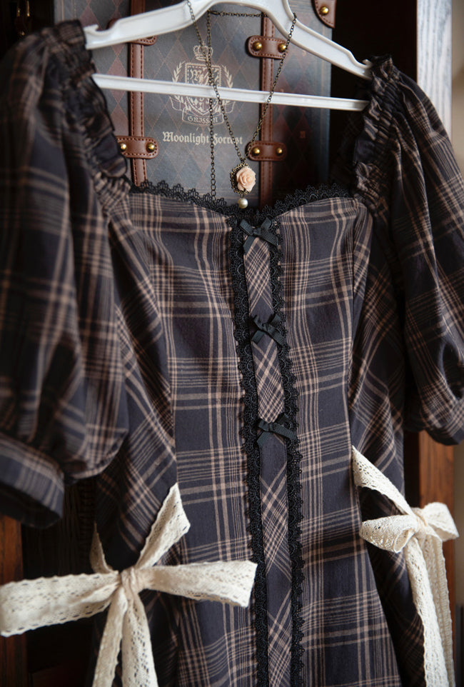 Forest Song - Josephine Academy - Elegant Lolita Black Plaid OP