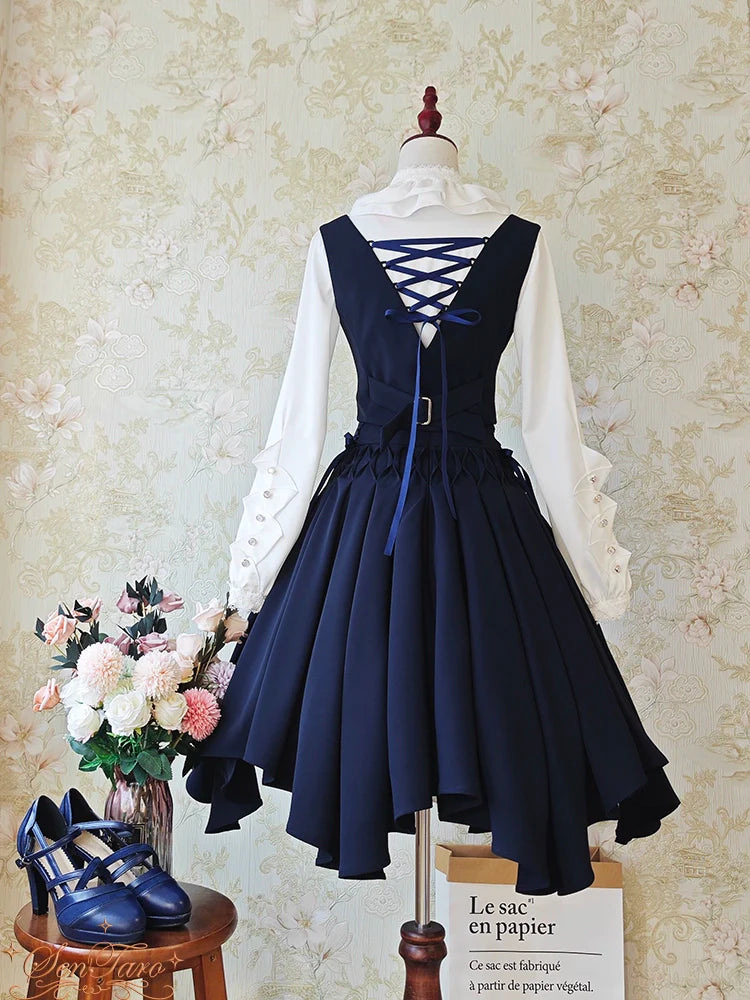 Sentaro - Pleated Irregular Knit Floral Slim Fit Vest and Half Skirt Set