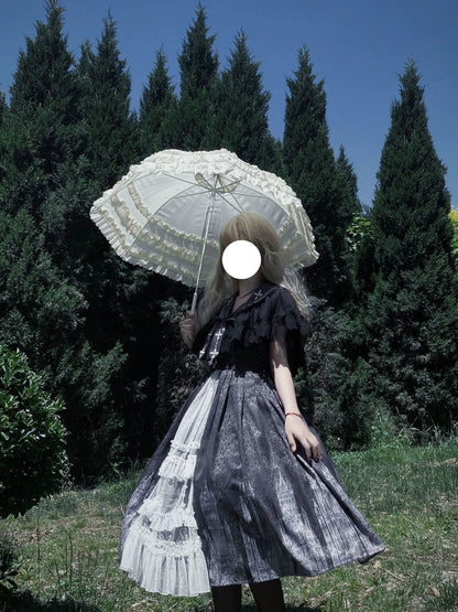Cornfield Lolita - Silent Church - Gothic Lolita JSK Dress Printed Dress Thin Shawl Set