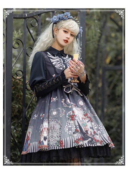YingLuoFu - Black Fairytale - Gothic Twins Lolita JSK