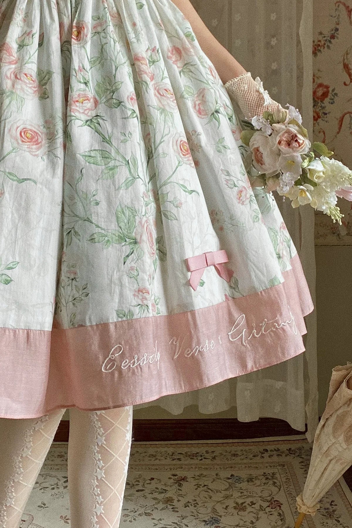EESSILY - The Rose Dowry - Daily Cotton Lolita OP Dress V-neck Dress
