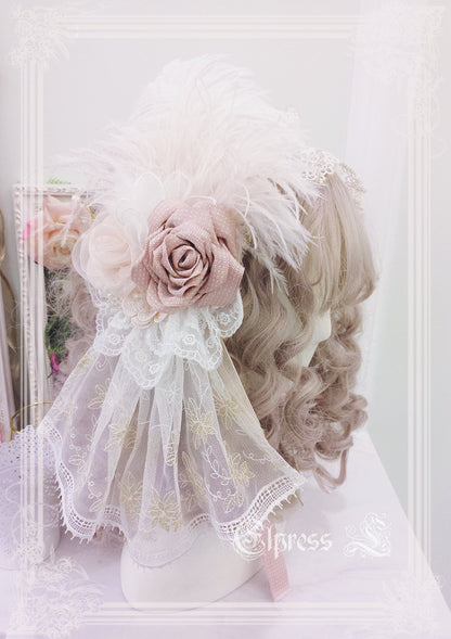 Elpress L - Christmas Flower Hairpins Lolita Mesh Veil KC Bonnet