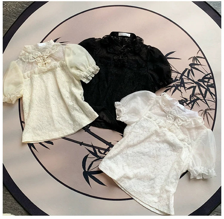 With PUJI - Moon Gauze - Qi Lolita Blouse Chinese Style Shirt