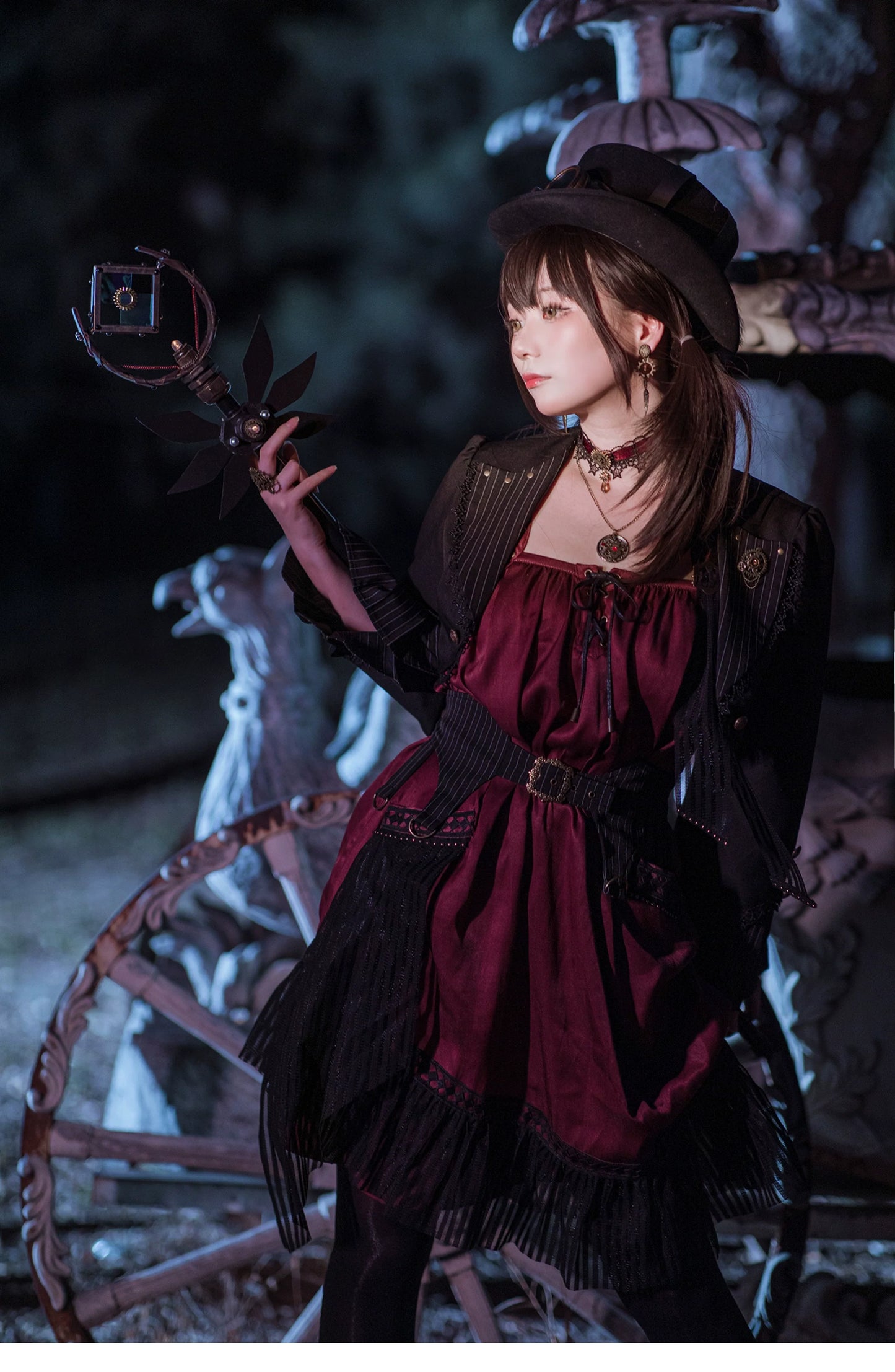 Mr. Yi's Steam Continent - Gothic Lolita Cardigan Long Sleeve Black Short Jacket