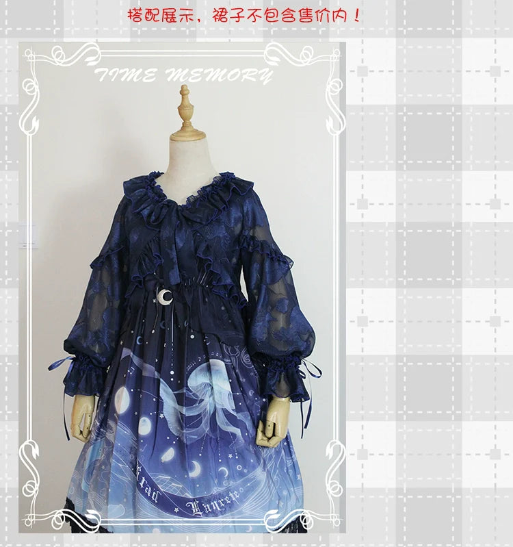 Time Memory - Xianbei - Sweet Lolita Chiffon Lantern Sleeve Cardigan with Bow