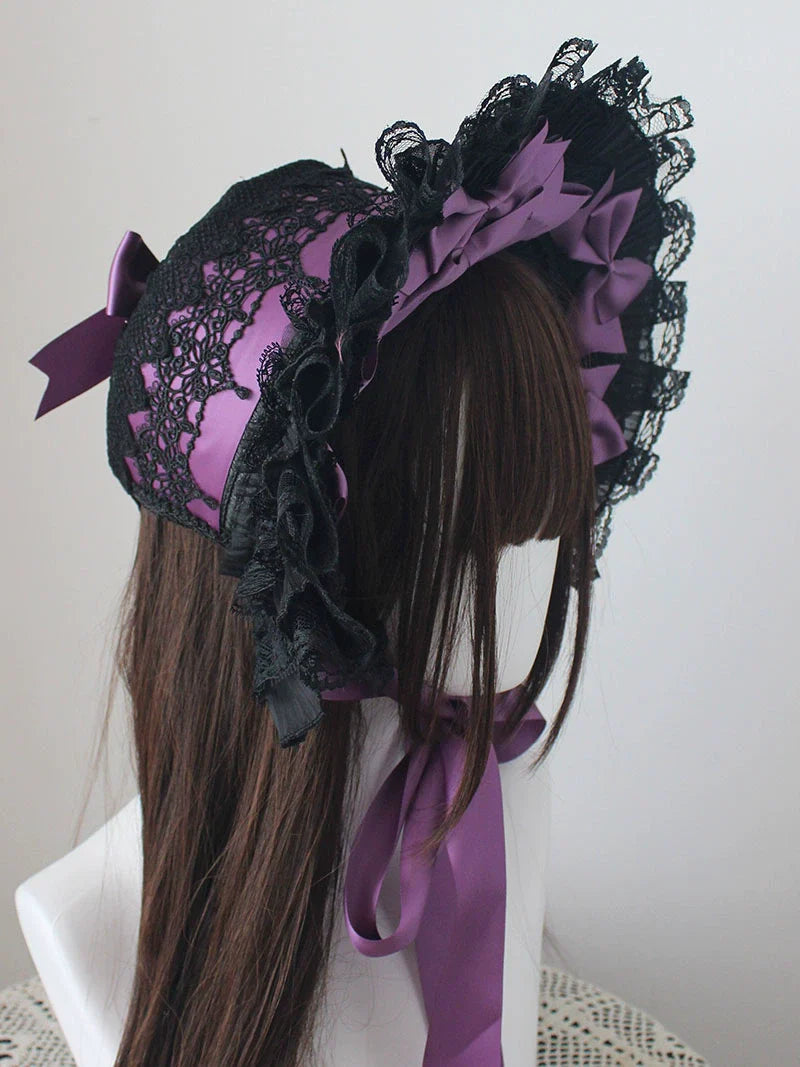 Deer Girl - Gothic Lolita Handmade Bonnet with Bows and Beads