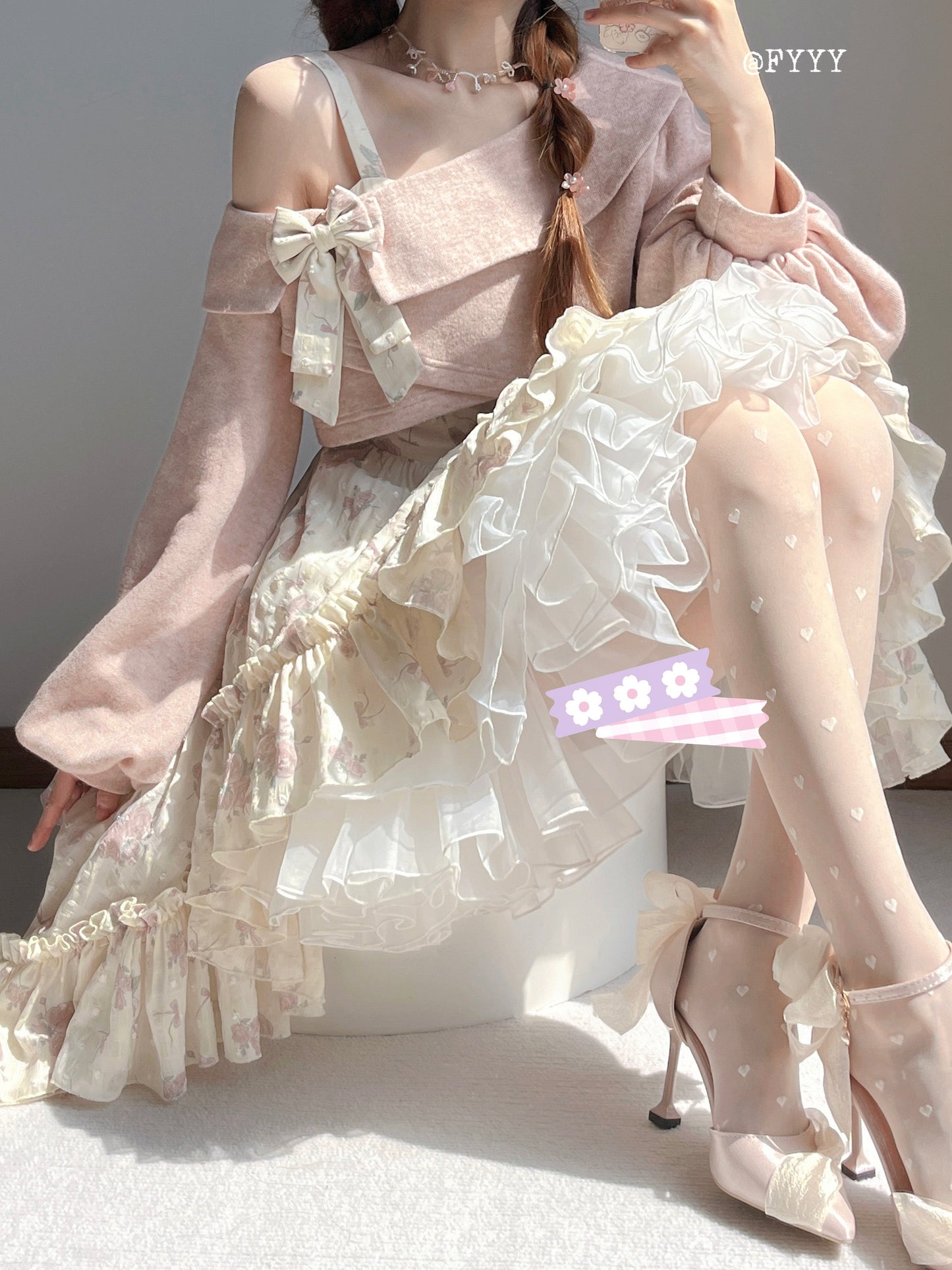 KuMa Lolita - Twilight Rose - Sweet Lolita Dress Sweater and JSK
