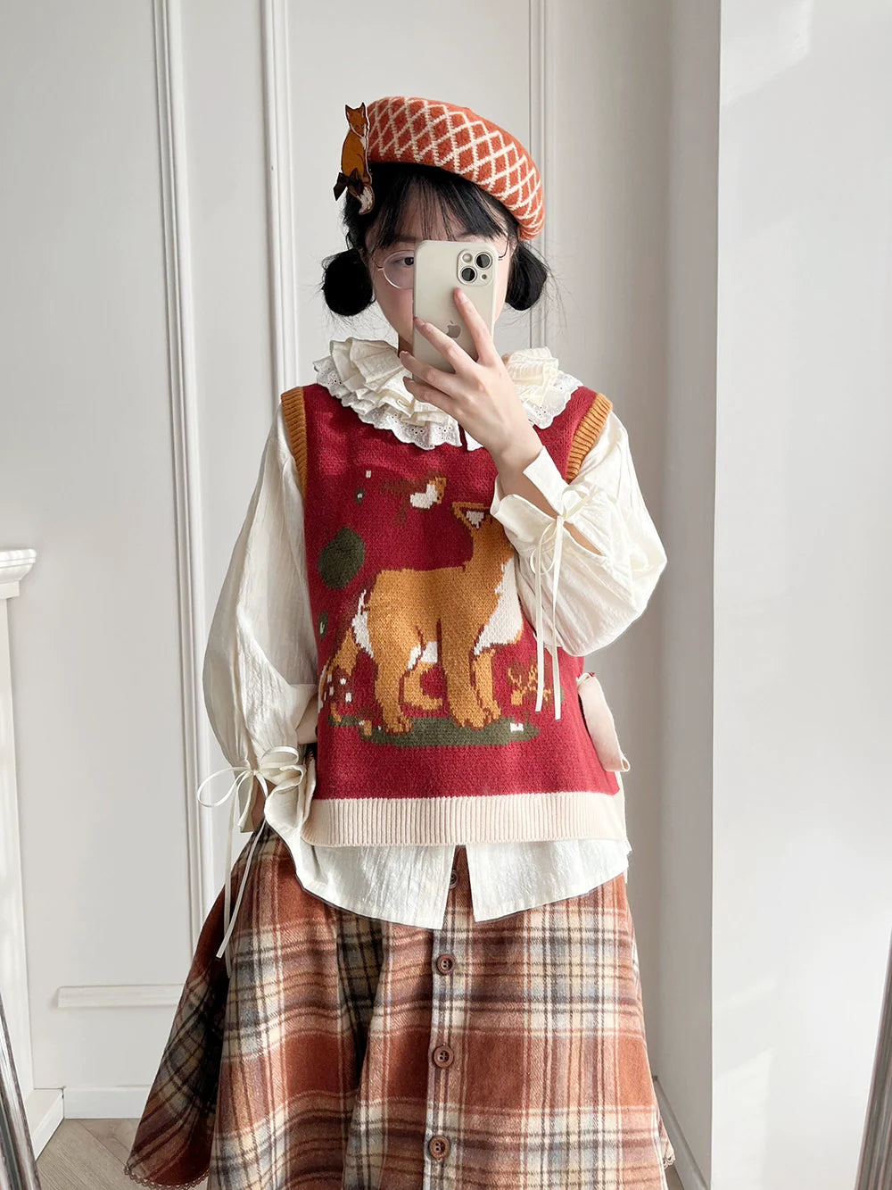 Miss Point - Chubby Fox in the Forest - Kawaii Lolita Vest Customized Lolita Sweater