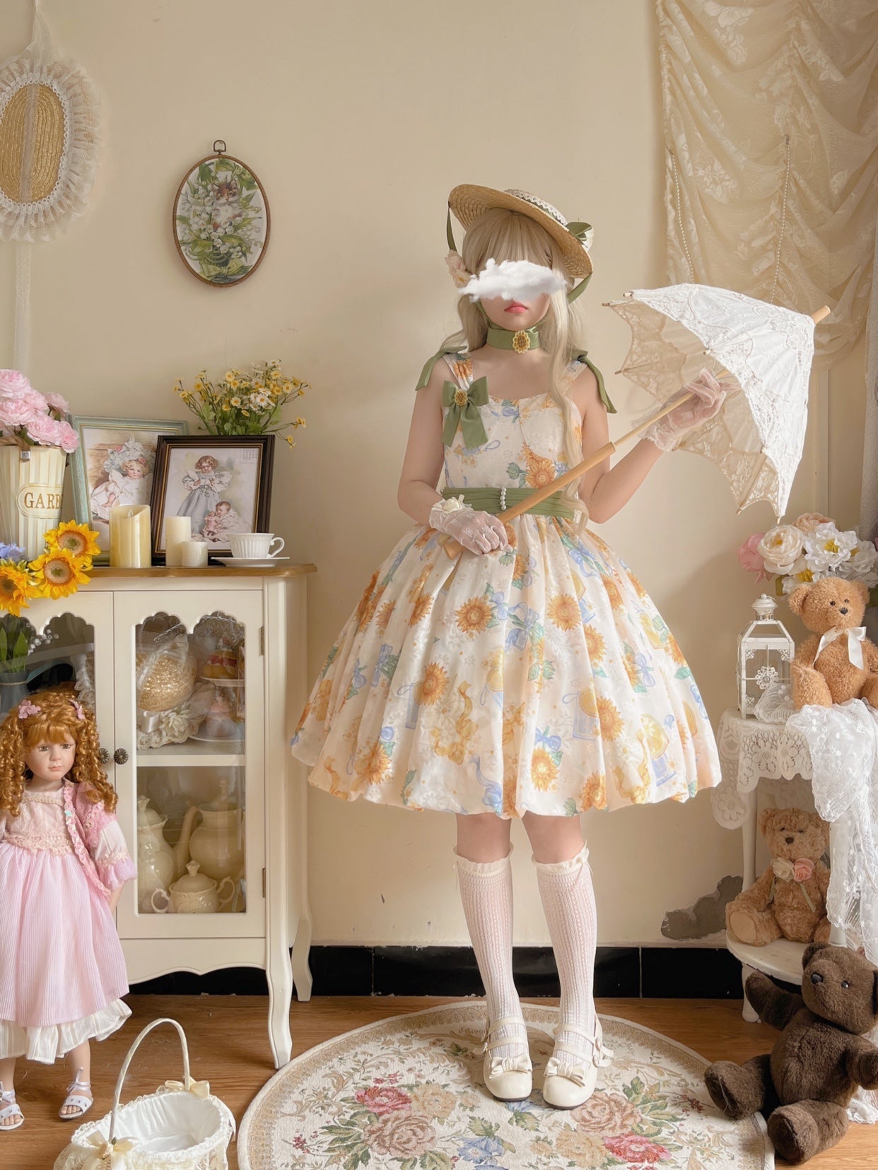 Akiyama Future Studio - Sunflower Print Lolita JSK Dress in Breathable Light Fabric