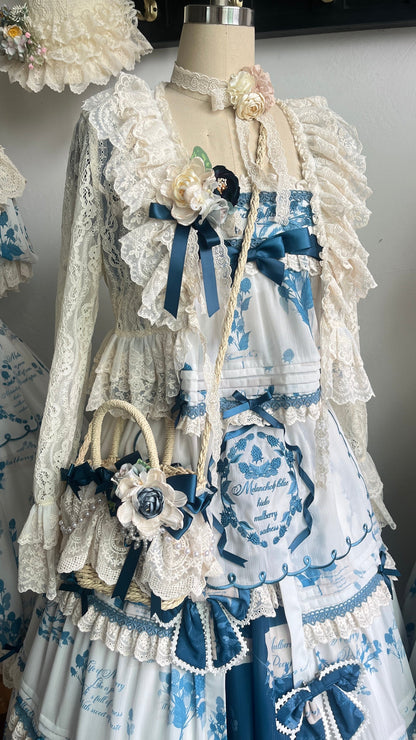 NanShengGe - Mulberry Poem - Country Lolita Printed Dress with Cardigan Set