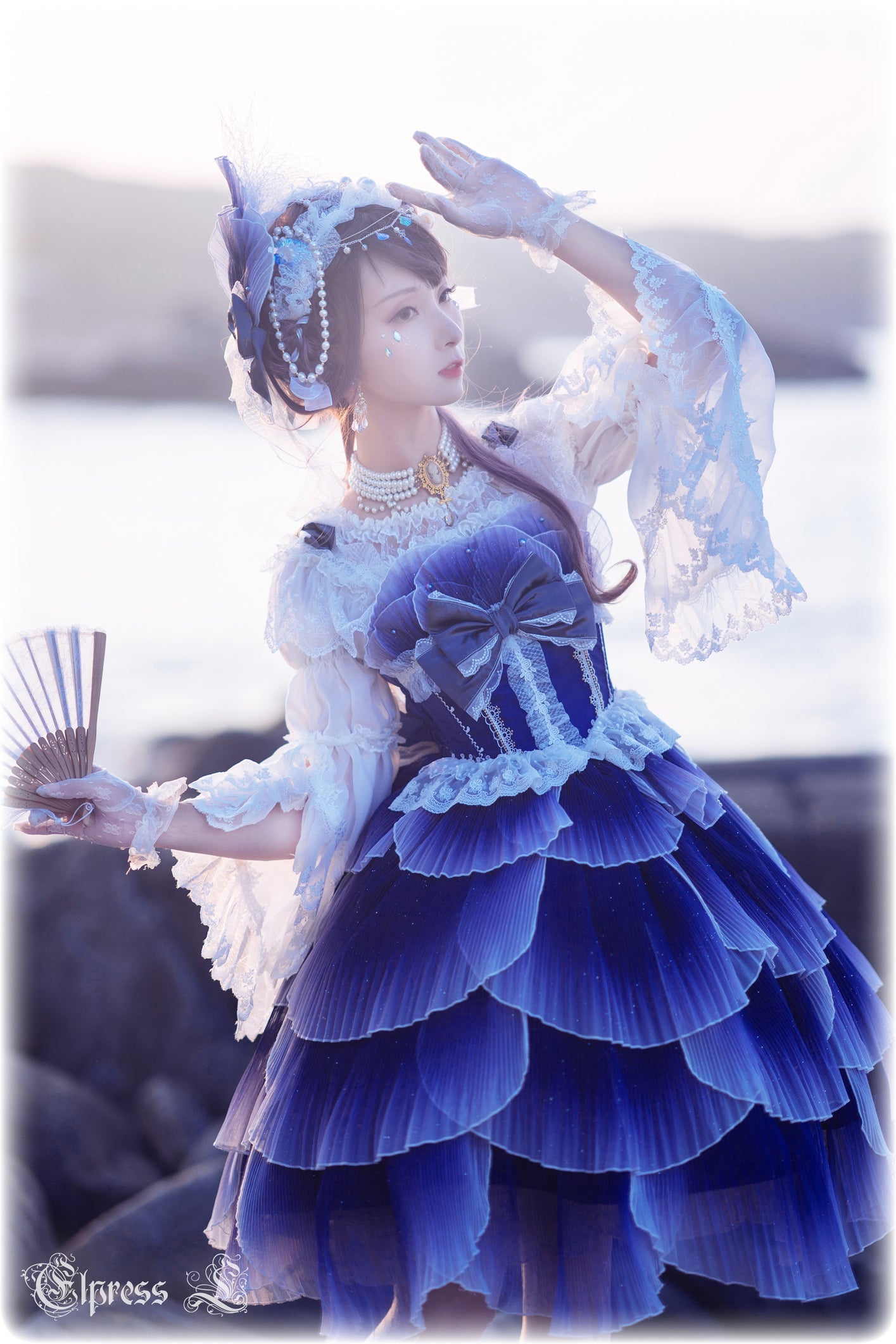 Elpress L - Universal Black White Chiffon Lolita Blouse