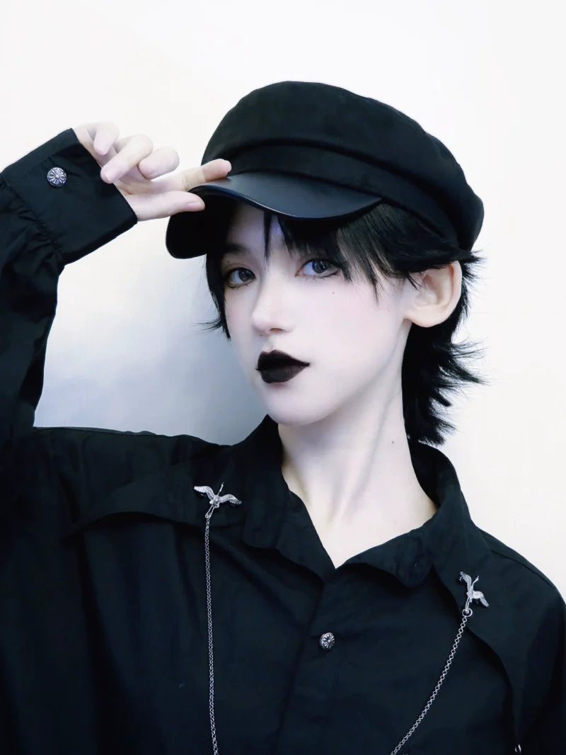 Strange Sugar - Gothic Lolita Hat Leather Buckle Lolita Newsboy Hat