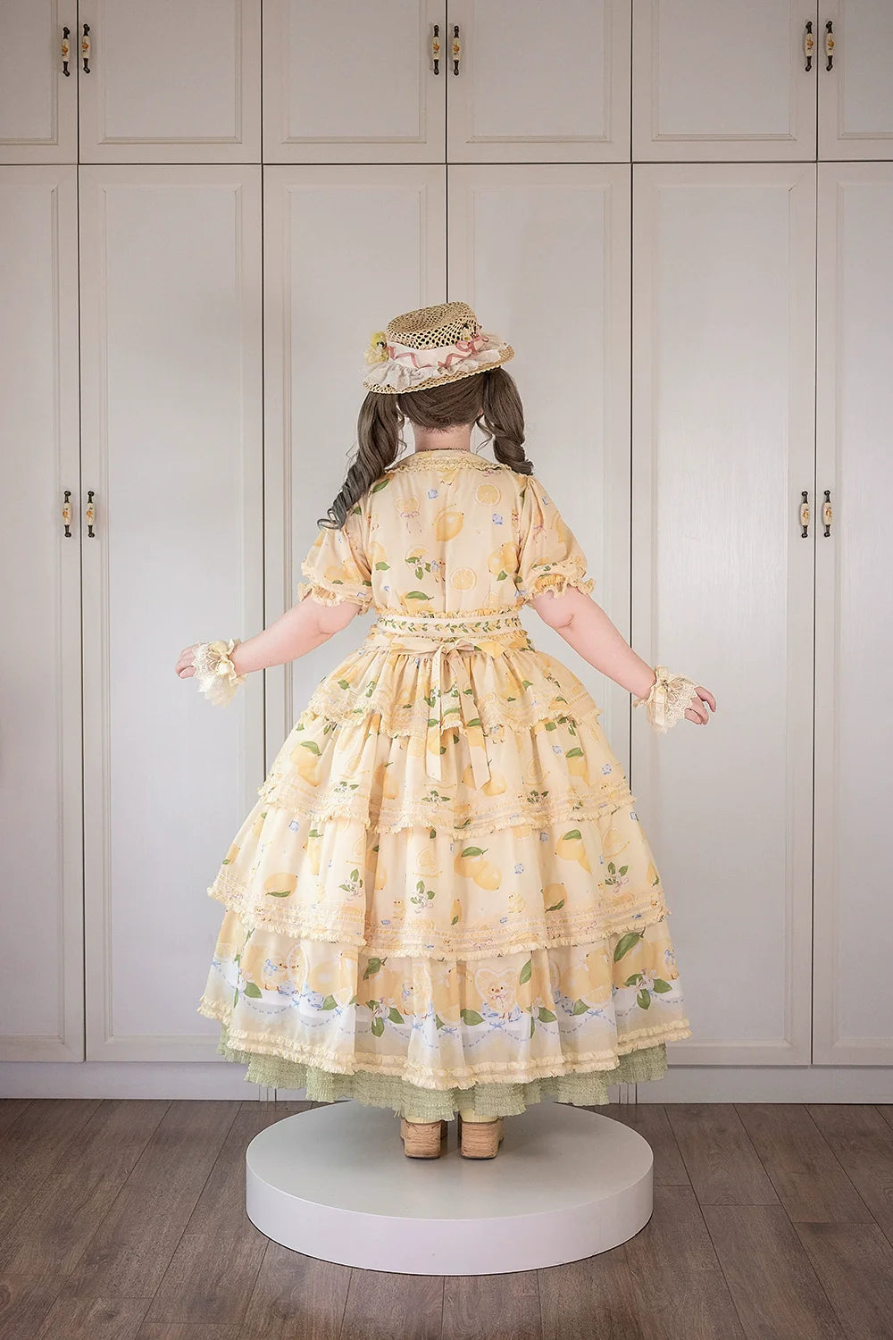 Miss Point - Lemon Chick - Country Lolita Printed OP With Button Front
