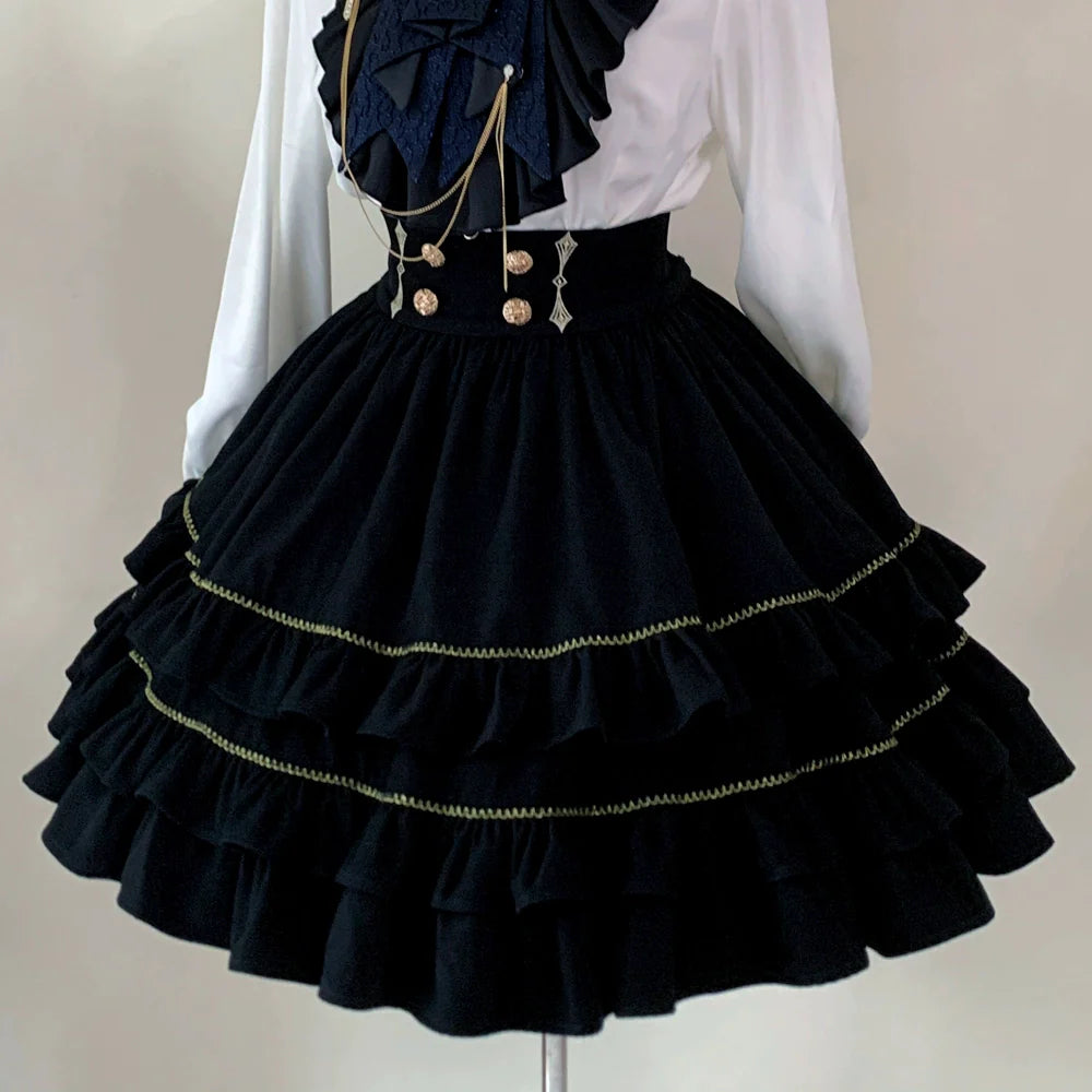 SilentMars - Fallen Moon Rule - Military Lolita Shirt Set Retro Knight Style Blouse