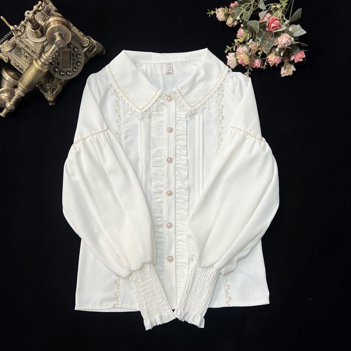 DMFS Lolita - Sweet Lolita Blouse Vintage Mutton Sleeves Winter Lolita Shirt