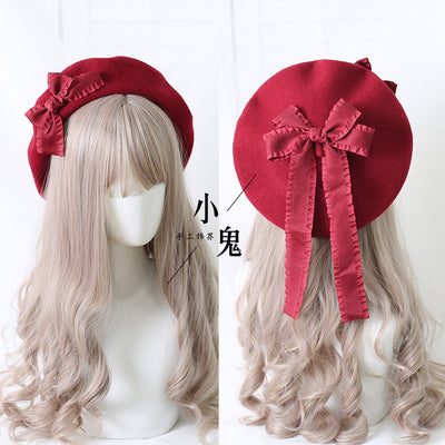 Xiaogui - Sweet Bow Multicolors Lolita Wool Beret
