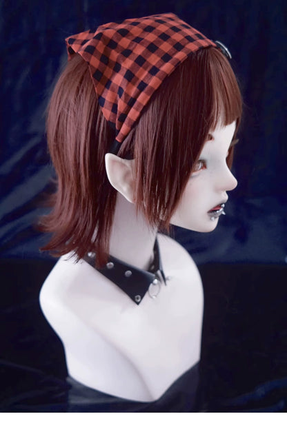 Strange Sugar - Gothic Lolita Black-red Plaid Hairband