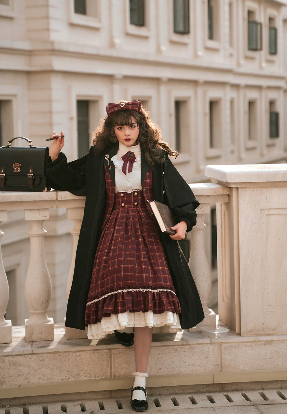 Miss Point - Rose - Elegant Lolita Fishbone Grid Skirt Customized