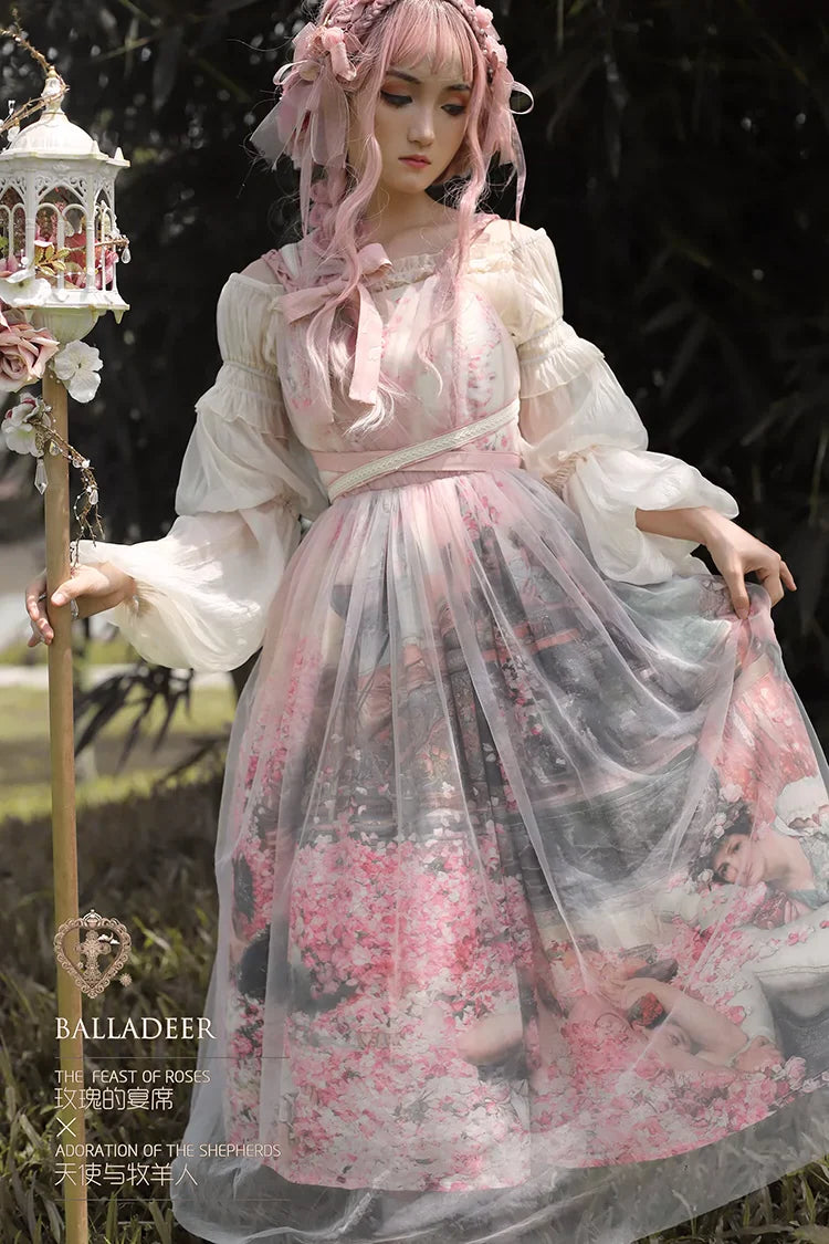 Balladeer - Classic Lolita Shirt Puff Sleeves Open Shoulder Blouse