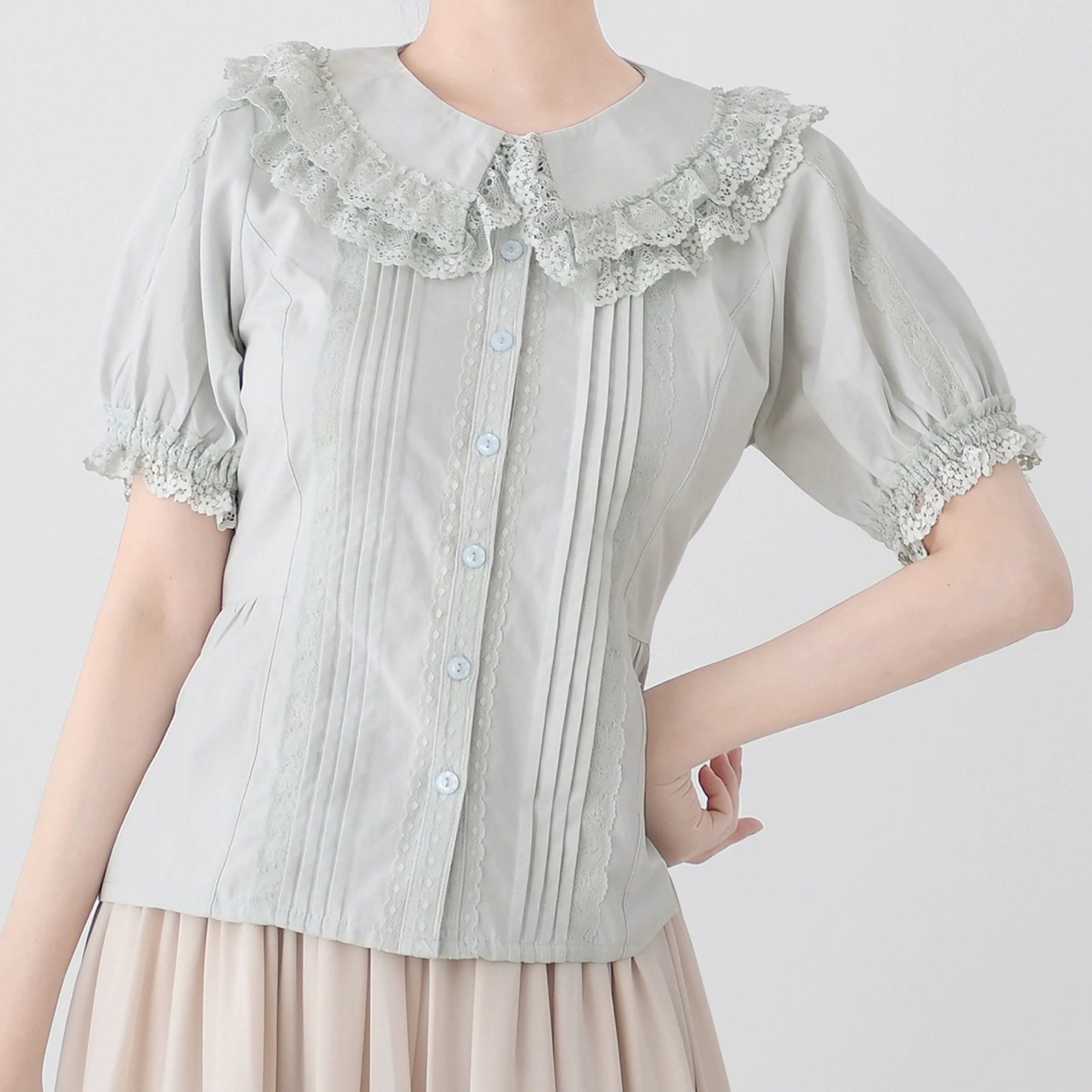 MIST - Hyde Garden - Cotton Lolita Blouse Puff Short Sleeve Shirt
