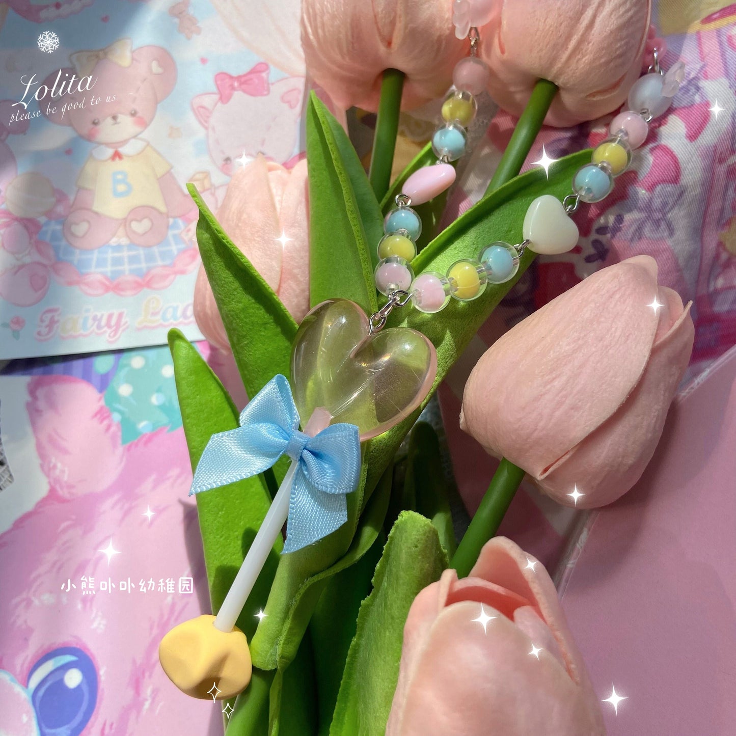 Bear Doll - Sweet Lolita  Bow Heart-Shaped Sweater Chain