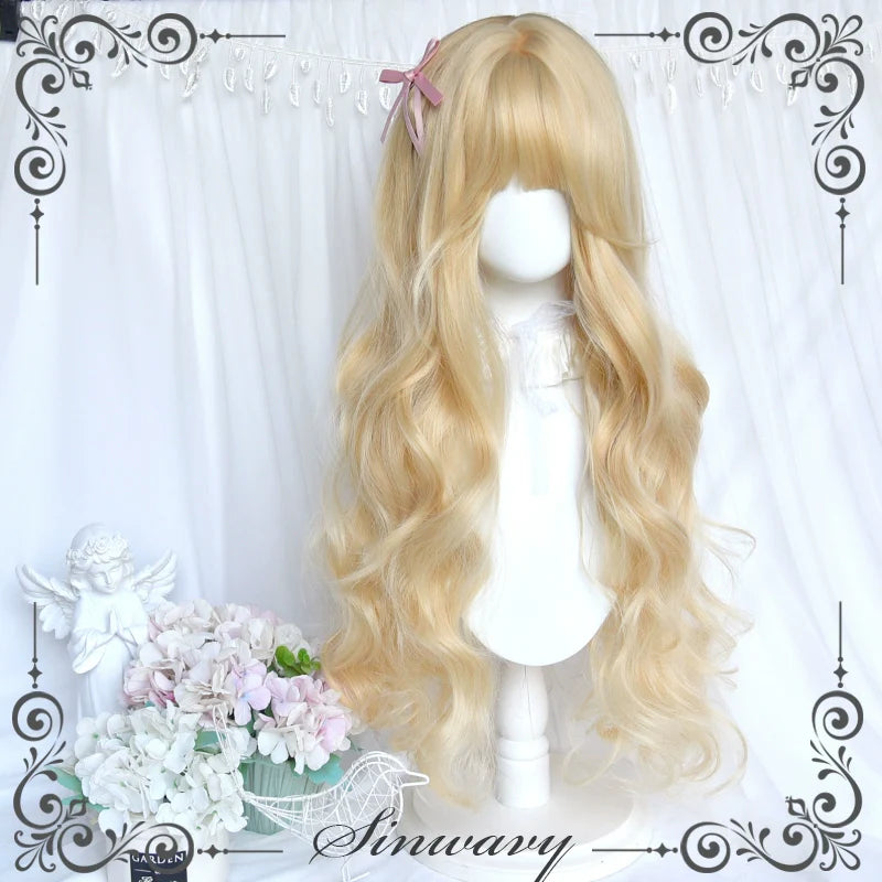 Sinwavy - Elegant Lolita Platinum Wig Long Curly Layered Wig