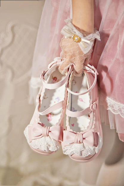 Jiujiu Lolita - Milky Puff - Sweet Lolita Heels Shoes, Round Toe With Petite Wedge