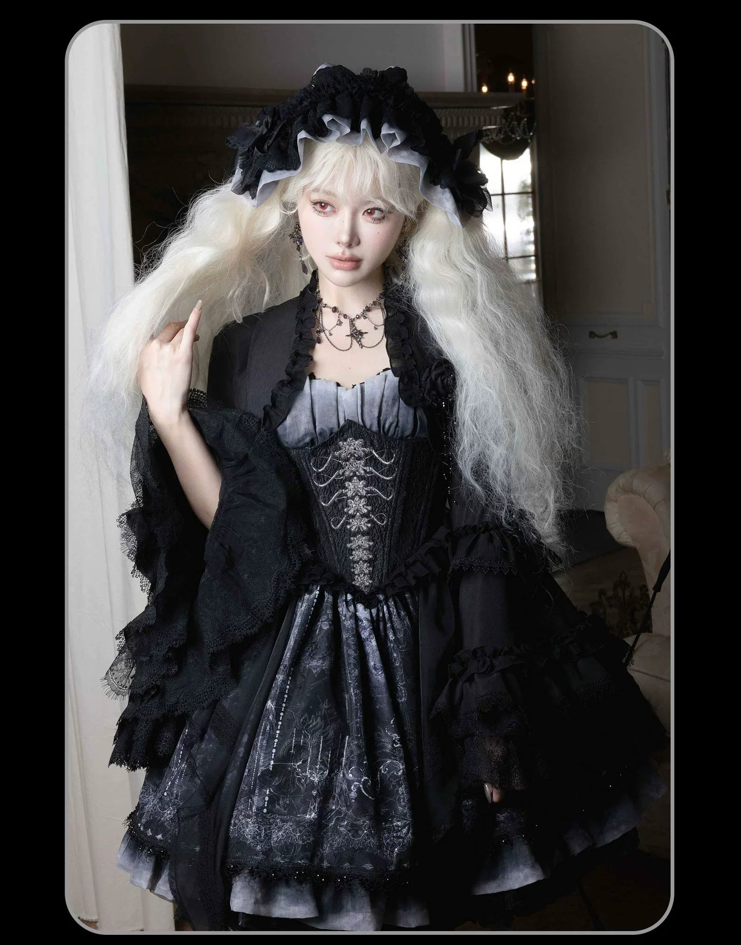 Susin Lolita - Bone-Eroded Butterfly - Gothic Lolita JSK & SK Set