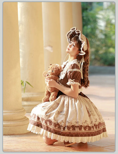 Alice Girl - Sea Salt Fairytale - Sweet Doll-like Lolita OP Animal Printed Lolita Dress