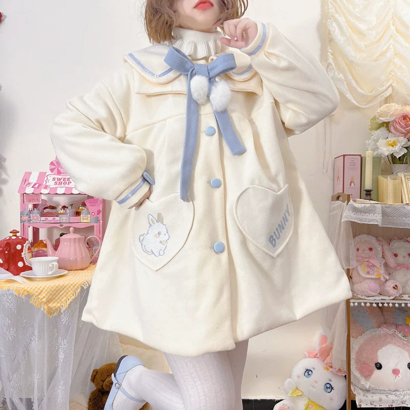 Niu Niu - Plus Size Lolita Coat Woolen Winter Lolita Overcoat