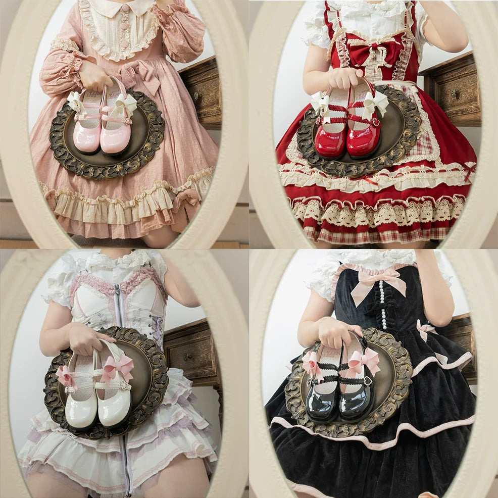 Dolly Doll - Apple Candy - Mary Jane Lolita Shoes Bow PU Low-Mid Heel Shoes